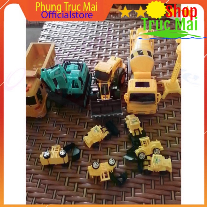 Bộ đồ chơi ô tô mô hình xe xây dựng máy xúc xe tải cần cẩu cho trẻ em đồ chơi cho bé