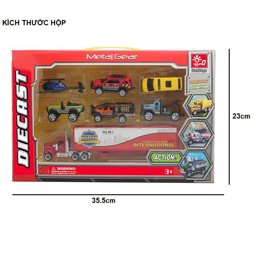 Bộ xe ô tô diecast mini và xe tải tỉ lệ 1:64