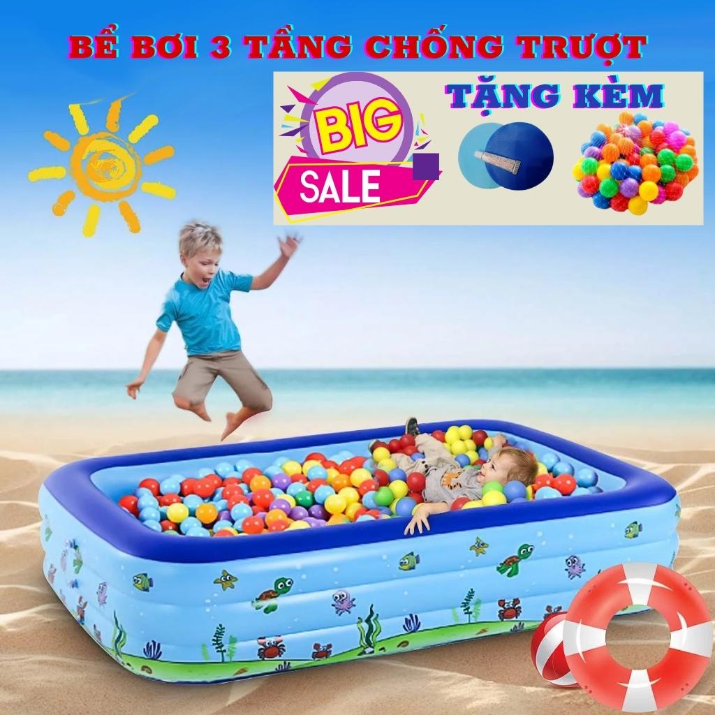 Bể bơi 2 tầng cho bé 1m2 - 2m1 danh cho bé chất liệu dày dặn an toàn cho sức khỏe