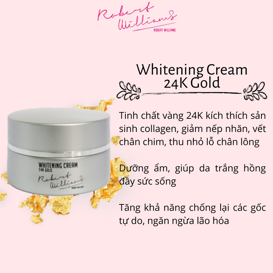 Combo dưỡng trắng da mặt Vàng 24K 20g và Bộ 3 bước HomeSpa tắm trắng 100g ROBERT WILLIAMS | BigBuy360 - bigbuy360.vn