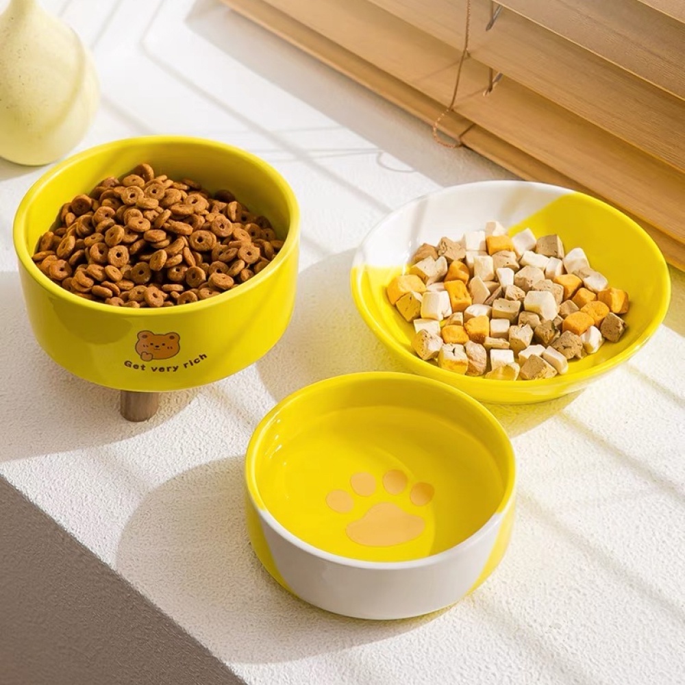 Bát ăn cho mèo màu vàng hình gấu nâu dễ thương BECHON