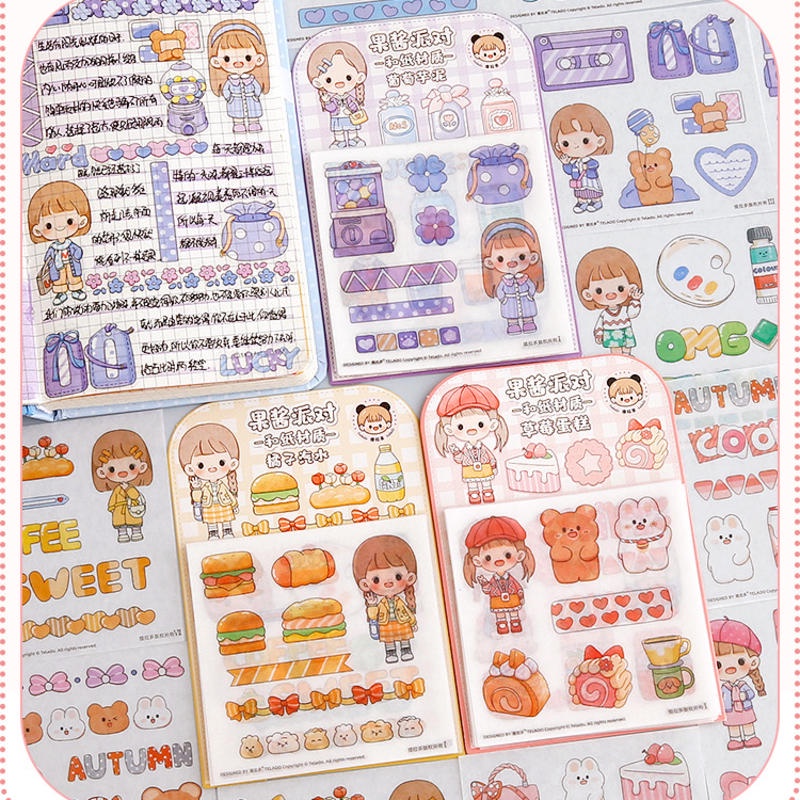 ⭐ iLado ⭐【10PCS】 Không Thấm Nước Nhãn telado Hình Dán Cute Sticker Dễ Thương Tập Vở Sổ Sticker Trang Trí Sổ Hình Dán Sticker Trang Trí Sổ Dán Sổ Lưu Trữ Sticker Hiểm Bộ Sticker Nhãn Dán Sổ Chiết Lưu Trữ