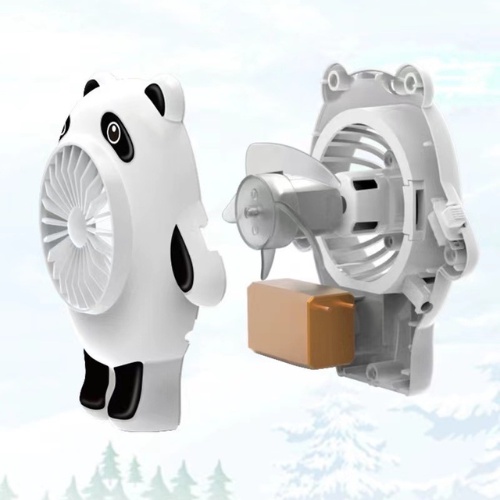 Quạt mini cầm tay sạc điện, quạt tích điện mini để bàn hình gấu trúc có móc khóa dễ thương