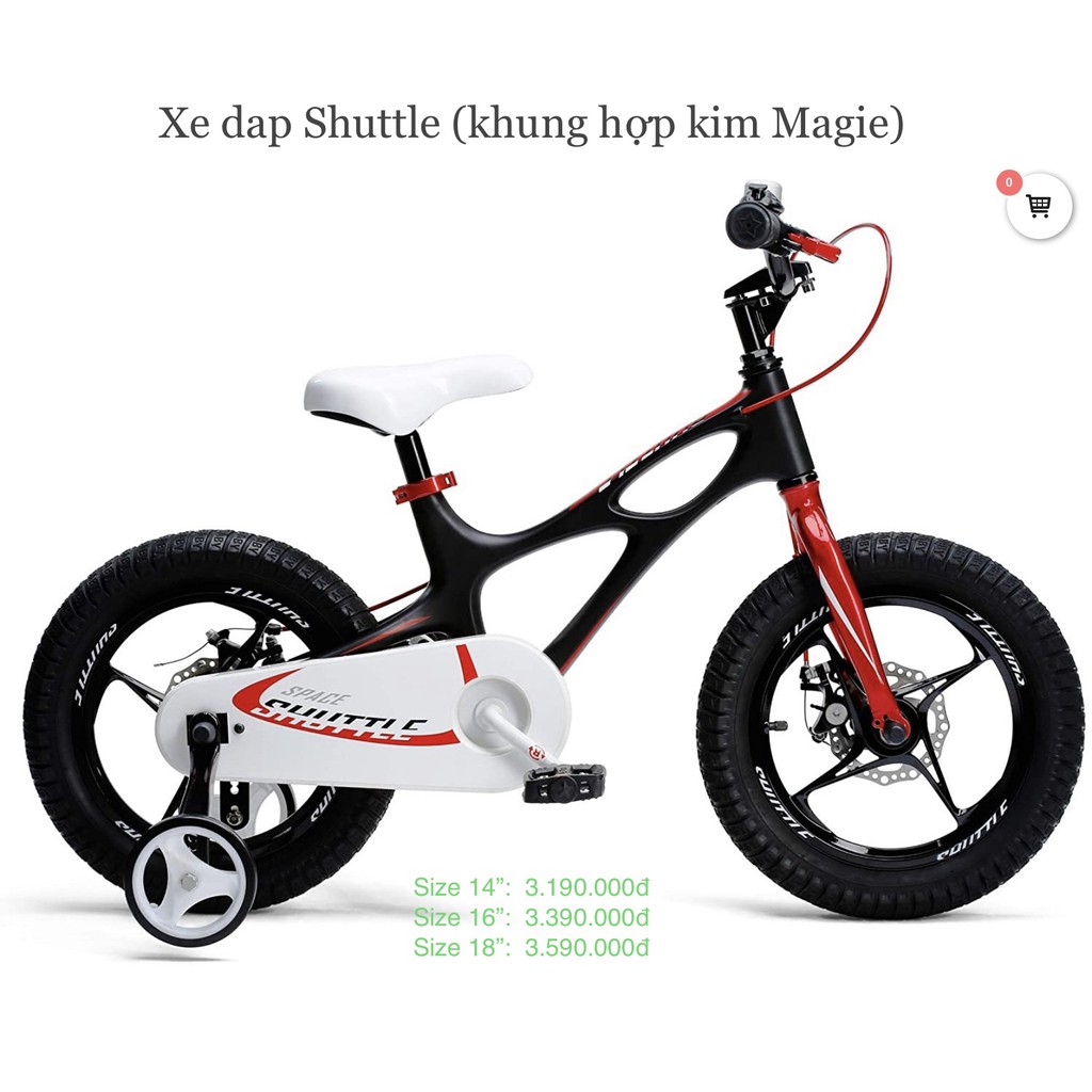 Size 18" Xe đạp trẻ em Royal Baby Shuttle màu đen ( Royalbaby - xe đạp cho bé )