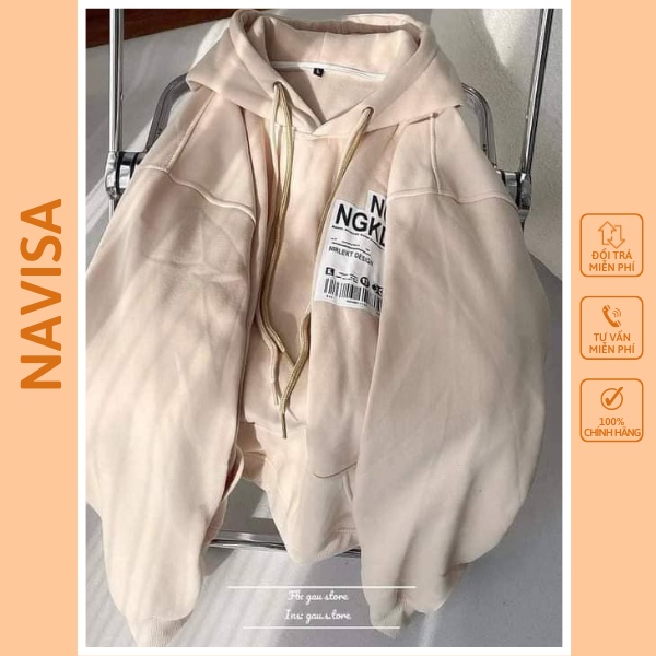 Áo khoác nỉ nữ hoodie form rộng cute hàn quốc NAVISA M380