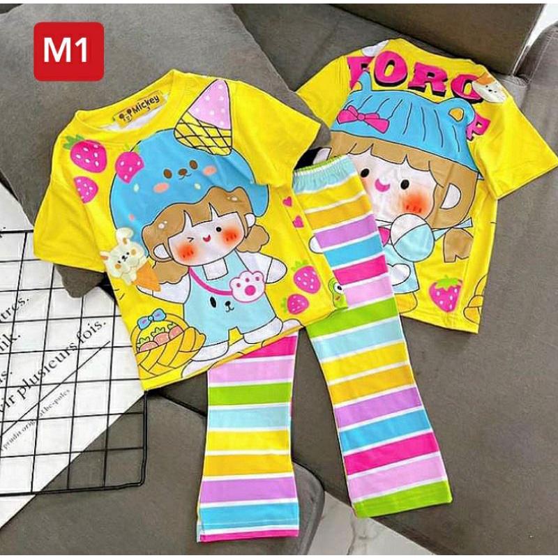 🌈TẬN XƯỞNG🌈 SET BỘ HOT HIT QUẦN LOE DÀI THUN LẠNH IN 3D mocbaby2 DÀNH CHO BÉ GÁI| VGSND9