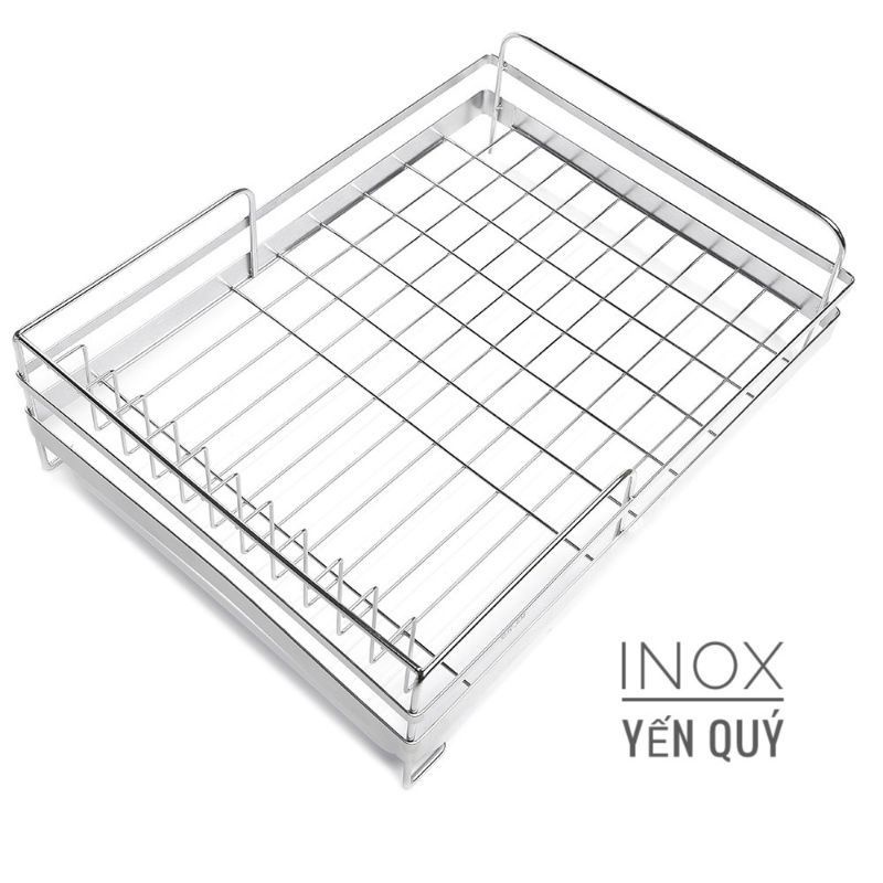 INOX 304 KỆ ÚP BÁT 1 TẦNG ĐẶT BÀN CÓ KÈM KHAY HỨNG NƯỚC TẶNG GIÁ ĐỂ ĐŨA
