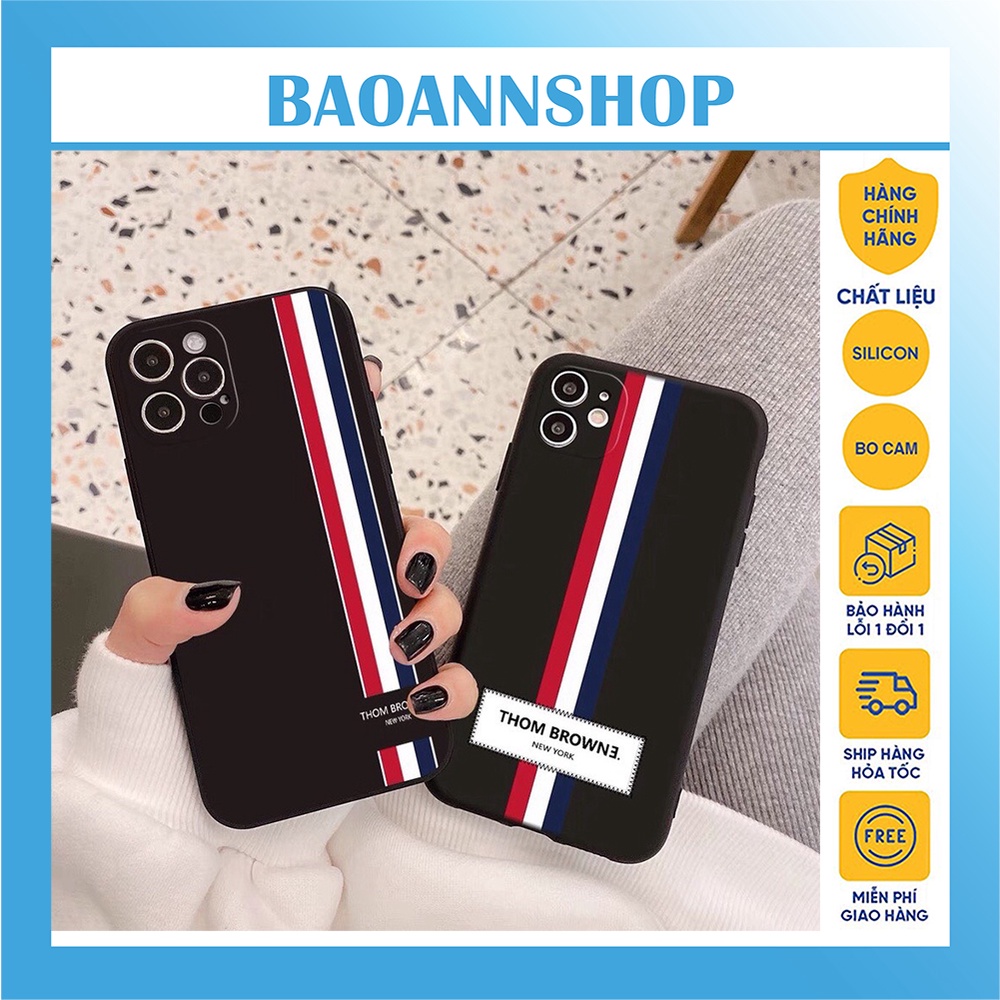 Ốp lưng iphone Sọc Màu Thom Brown may mắn cạnh vuông chống sốc bảo vệ camera  7plus/8plus/xs/xsmax/11/12/13/pro/promax
