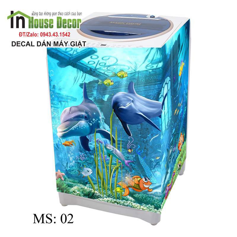 DECAL - TEM DÁN MÁY GIẶT CAO CẤP 🍀 FREESHIP 🍀 GIẢM 5K KHI NHẬP  Tranh trang Trí CÁ HEO 3D