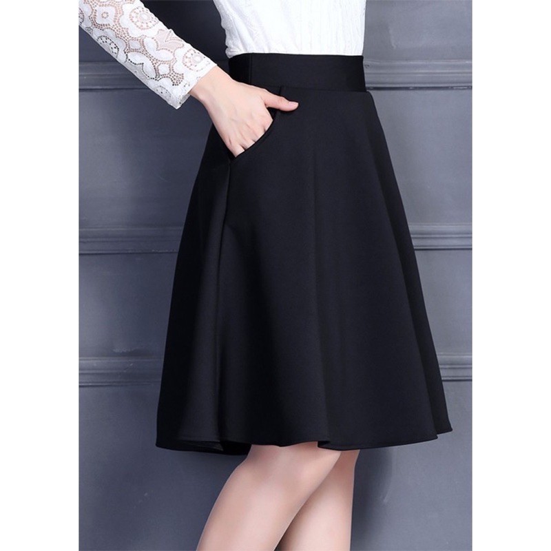 Chân váy XÒE ĐẦU GỐI thiết kế 2 TÚI SƯỜN, trẻ trung, tiện dụng, dễ mix đồ
