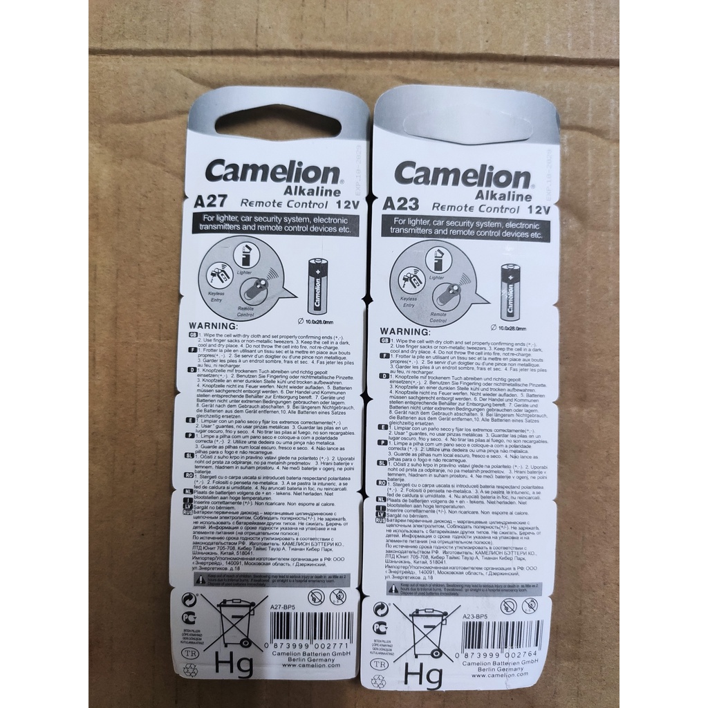 Pin Camelion Alkaline 12v A27 và A23 sử dụng cho remote xe máy , cửa cuốn