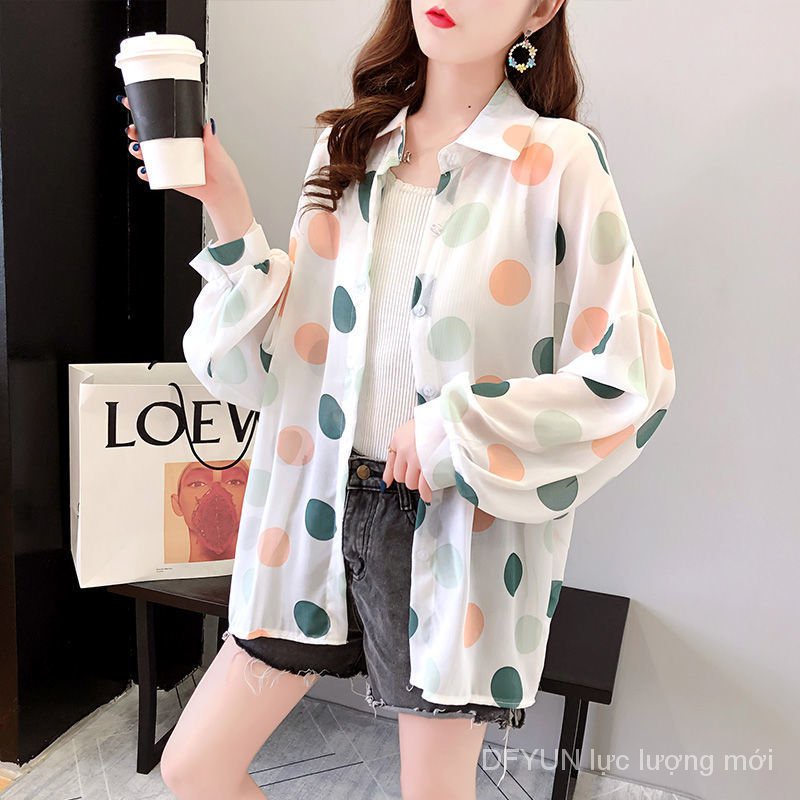 Áo Sơ Mi Chiffon Chống Nắng Họa Tiết Chấm Bi Thời Trang Mùa Hè Cho Nữ | BigBuy360 - bigbuy360.vn