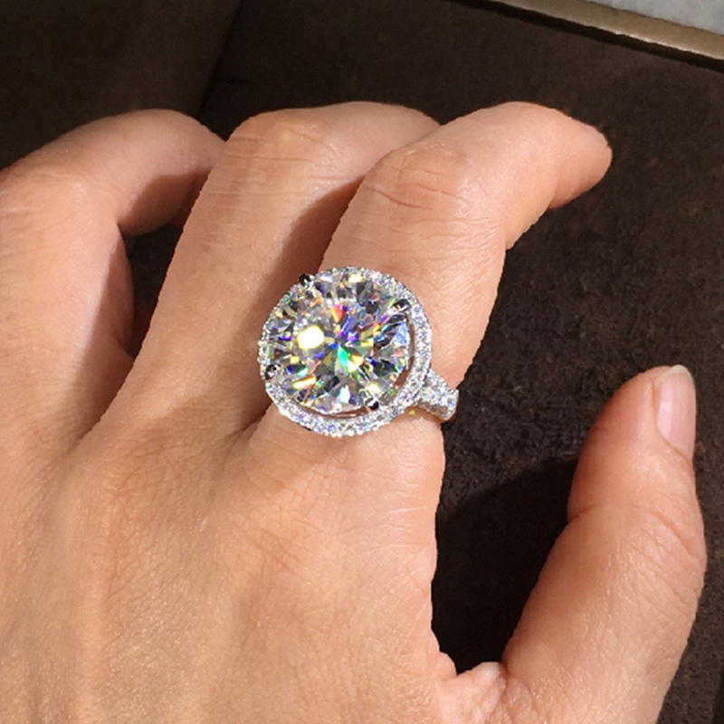 Nhẫn đính đá zircon hình tròn thời trang cho nữ