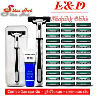 Combo Bộ Dao cạo Râu + 36 lưỡi dao kép + 1 kem cạo râu