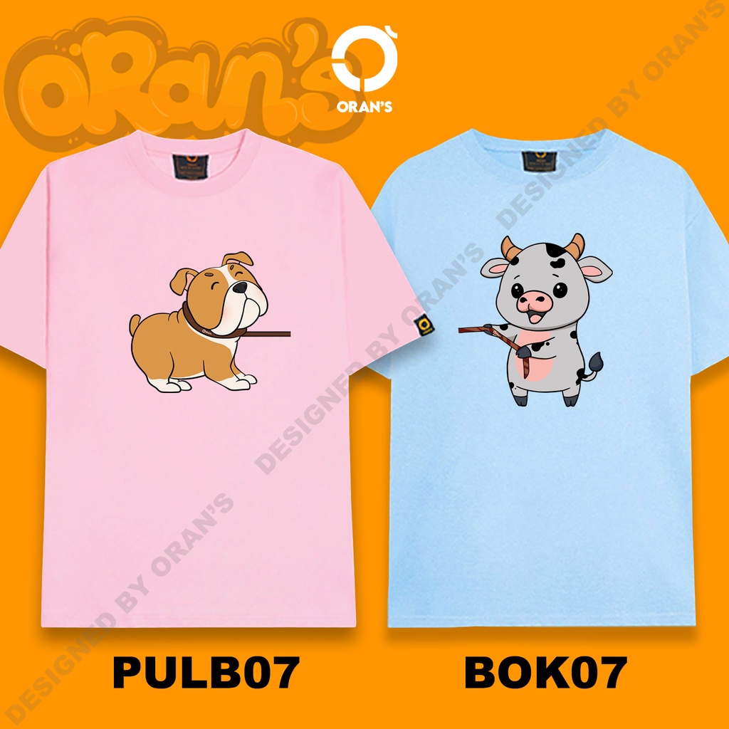 Áo gia đình in hình con bò kéo con pull 07 tay lỡ Oversize chất COTTON 4C, FULLBOX ORANS COUPLE TEE - ORAN'S