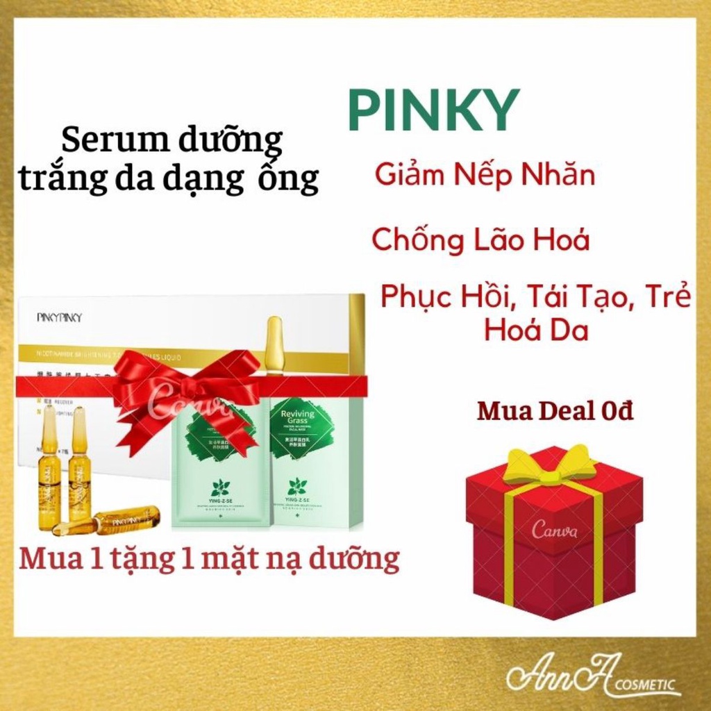 Serum Trắng Da Serum Dưỡng Ẩm PinkyPinky Nội Địa Trung Chống Lão Hóa Se Khít Lỗ Chân Lông – Set 7 Ống 2ml