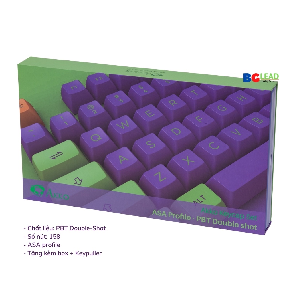 Bộ keycaps bàn phím cơ AKKO Keycap set EVA-01 (PBT Double-Shot/ASA profile/158 nút) - Mai Hoang phân phối toàn quốc