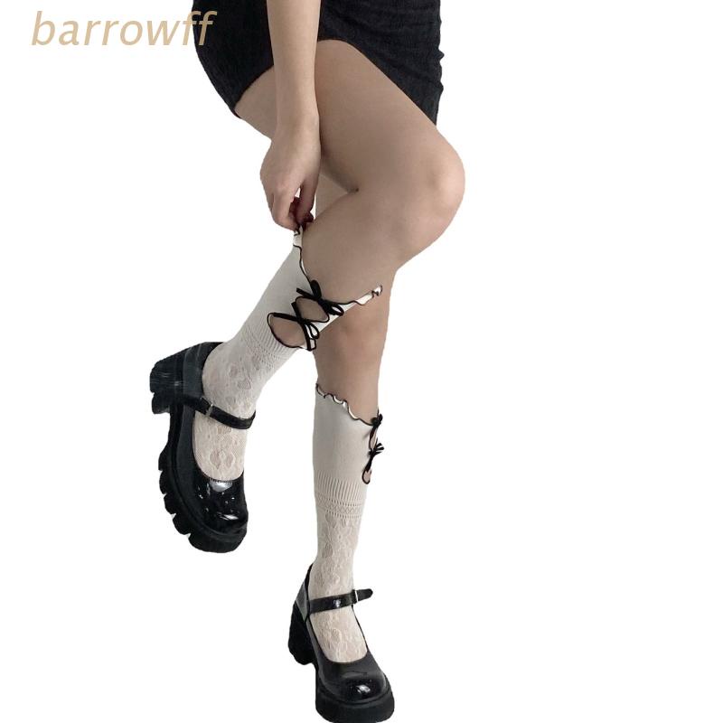 Brroa Vớ Ren Hoa Hai Lớp Rỗng Đính Nơ Bên Hông Kiểu Lolita Nhật Bản Ngọt Ngào Cho Nữ