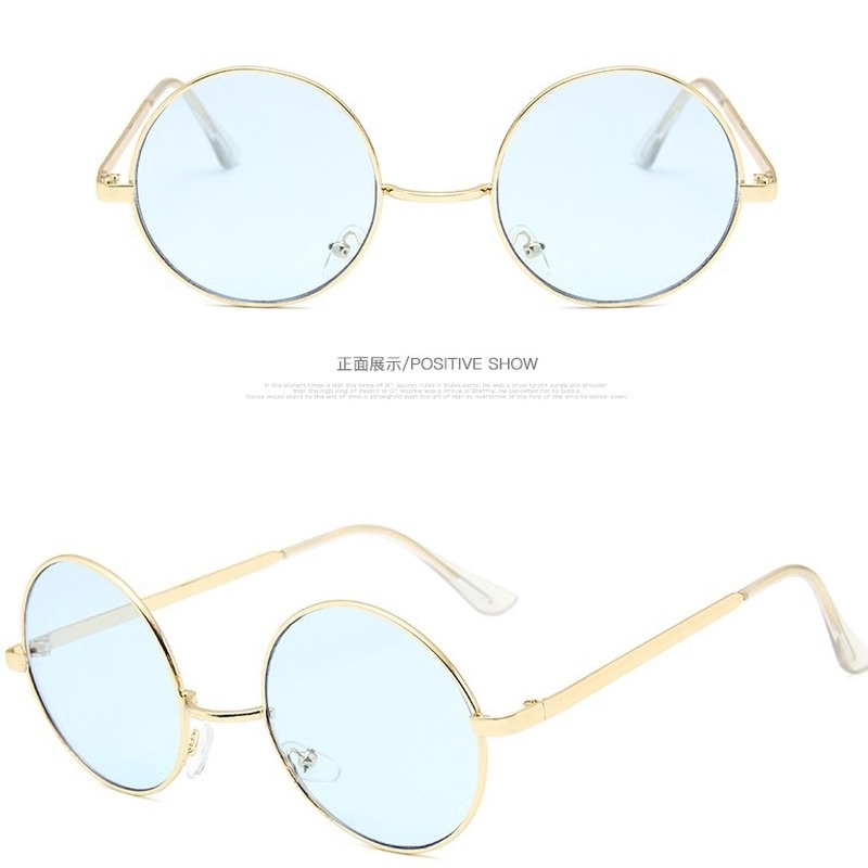 (AIMURUSI) COD Kính Mát Gọng Tròn Kim Loại Chống Tia UV Thời Trang Unisex