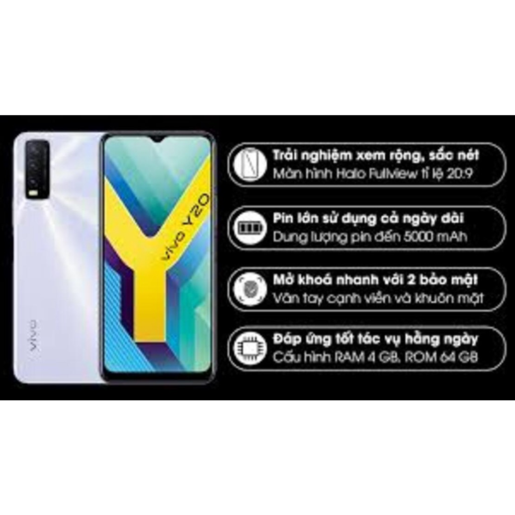 điện thoại Vivo Y20 2021 Chính Hãng 2sim ram 6/128G, Bộ vi xử lý: Helio P35, Màn hình: 6.51 inch, pin 5000mah - BBC 05