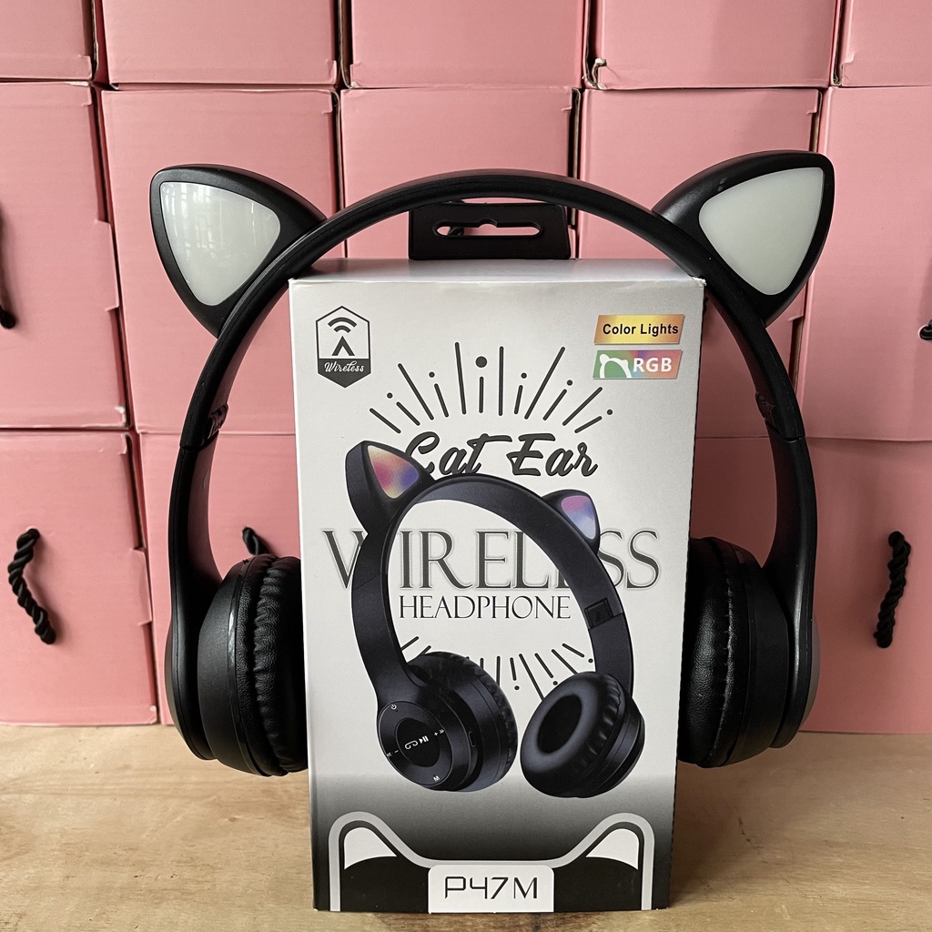 Tai nghe mèo bluetooth chụp tai headphone không dây có mic livestream học zoom dễ thương chính hãng PHUKIENCHAT