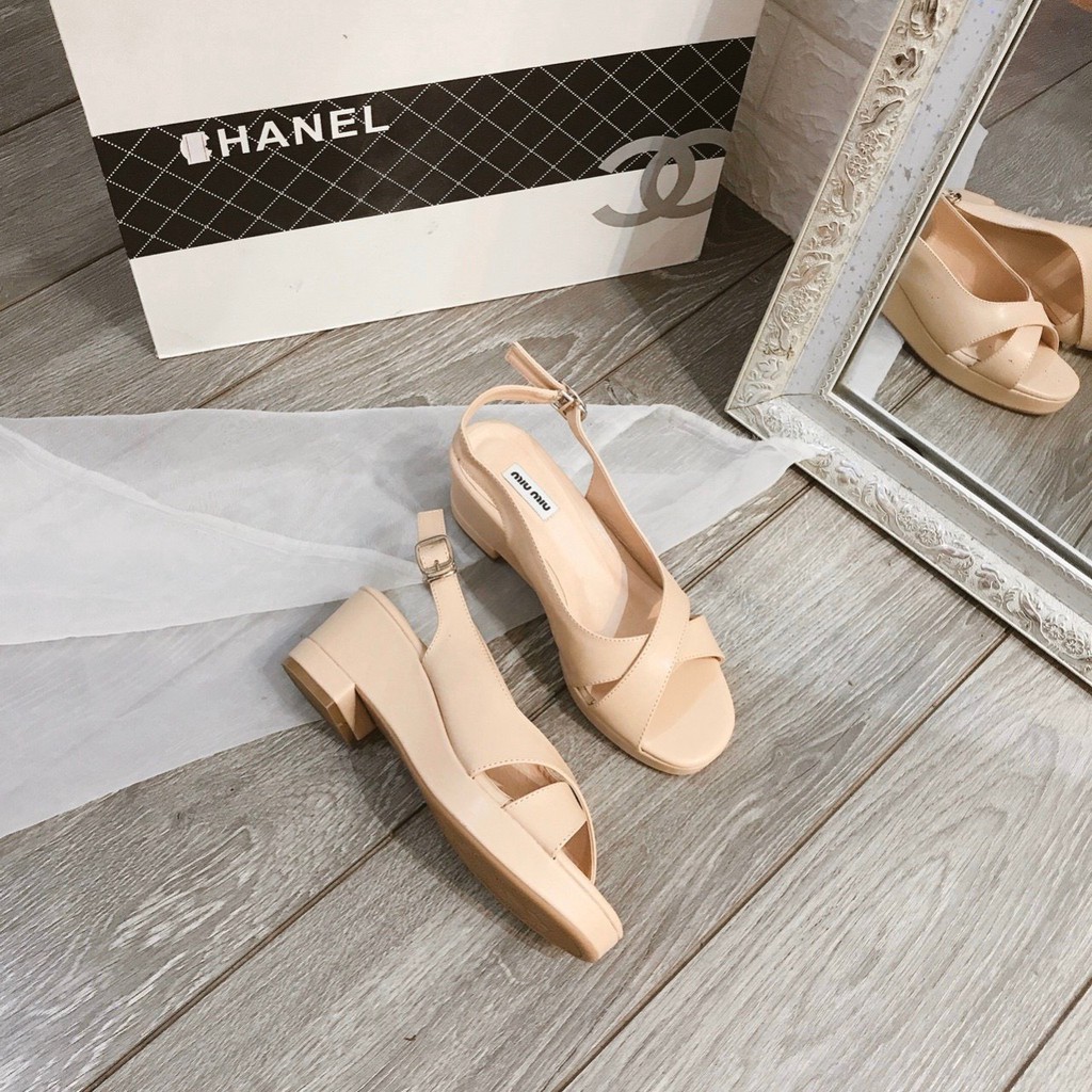 Sandal xuồng công sở quai chéo 6cm xinh xắn