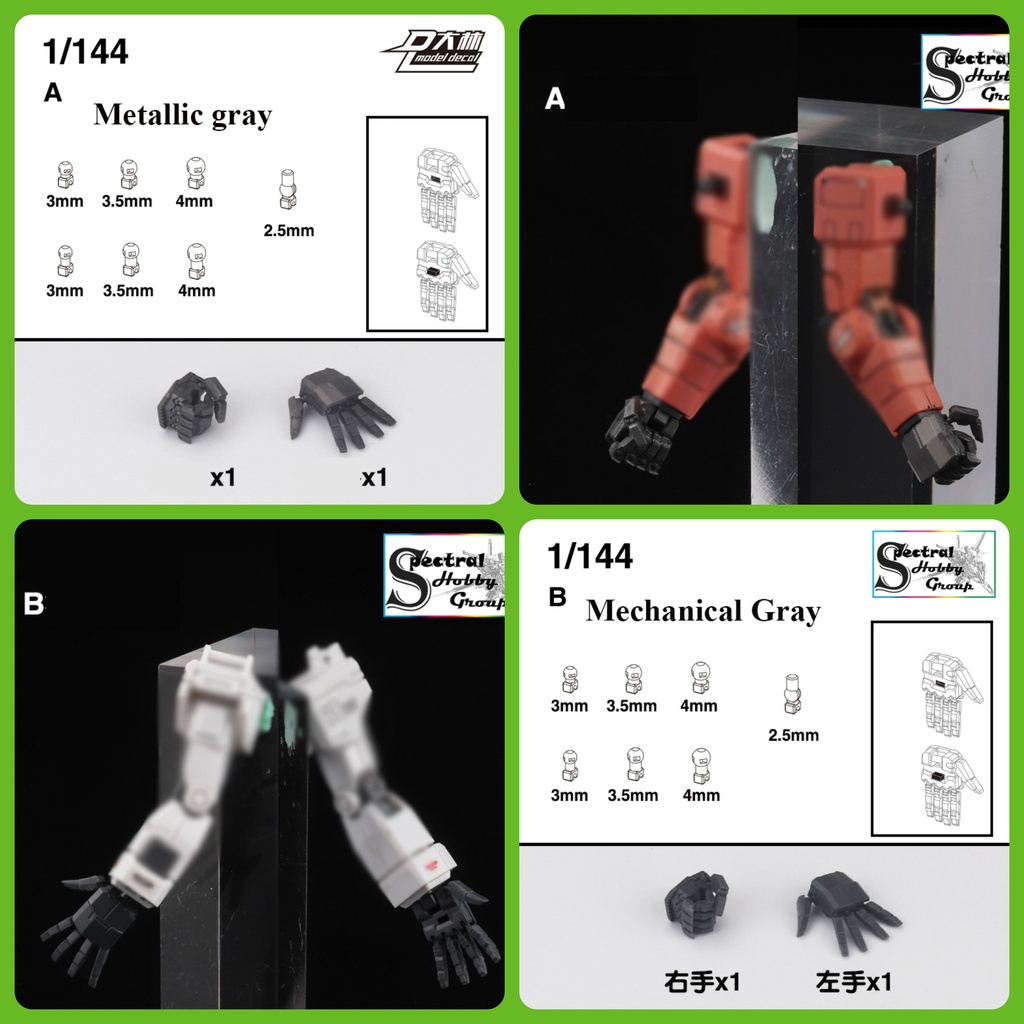 Phụ kiện lắp ráp đôi tay động 1/144 HAND SET cho HG RG - figure 1/10 1/12 dalin model