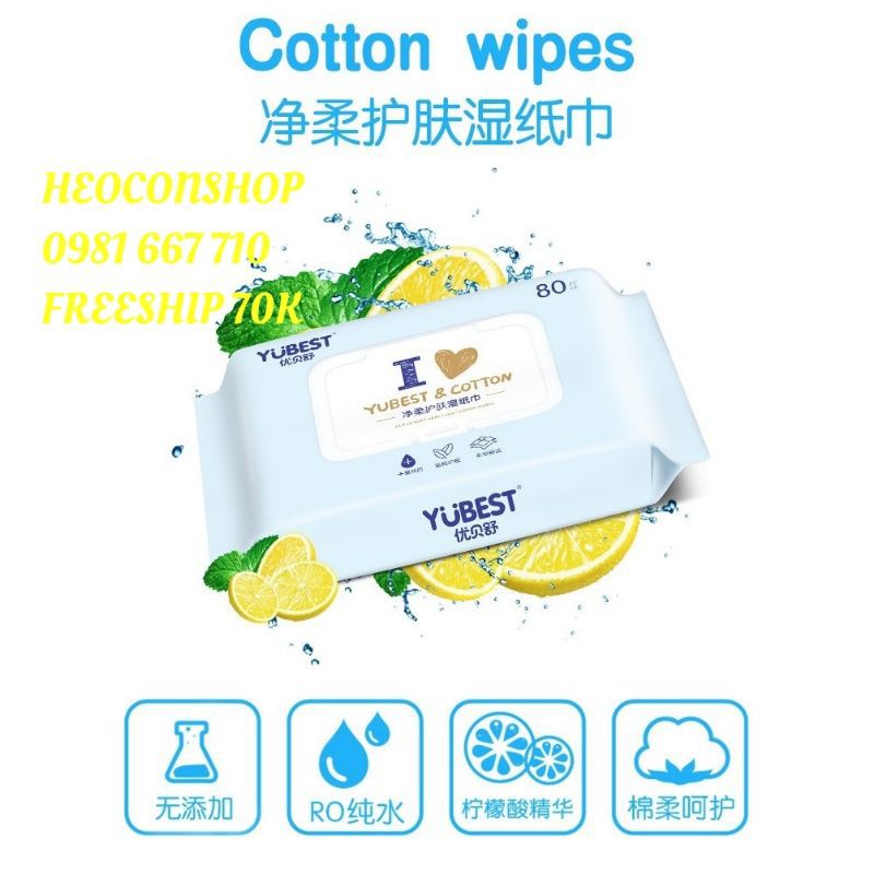 COMBO 5 GÓI KHĂN ƯỚT YUBEST NỘI ĐỊA TRUNG LOẠI 80 TỜ CÓ NẮP/KHÔNG MÙI