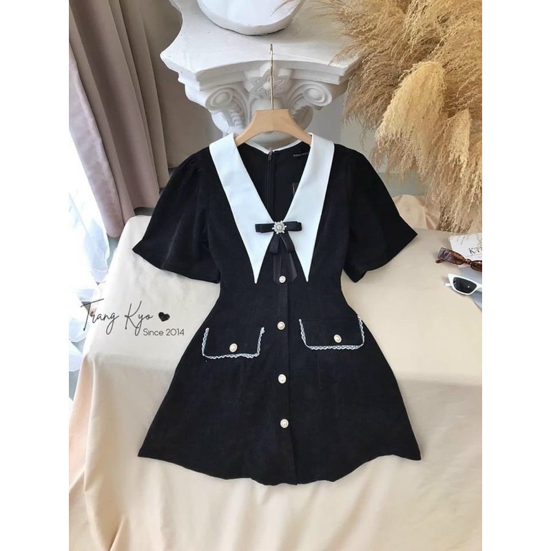 đầm A xoè + tag cài bigsize 55kg-90kg tiểu thư 💋