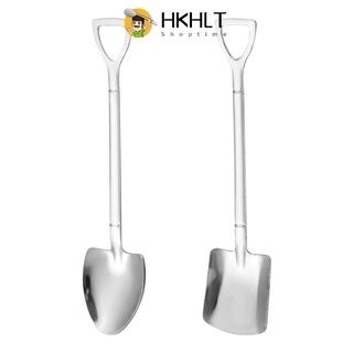 Bộ 2 muỗng hình xẻng bằng thép không gỉ để ăn kem/ pha cà phê tiện lợi