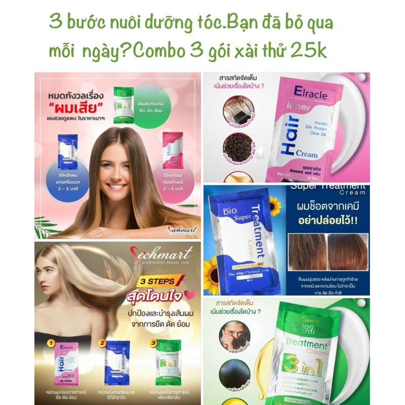 Combo 3 gói ủ tóc Bio Super Treatment Thái lan Siêu Mượt