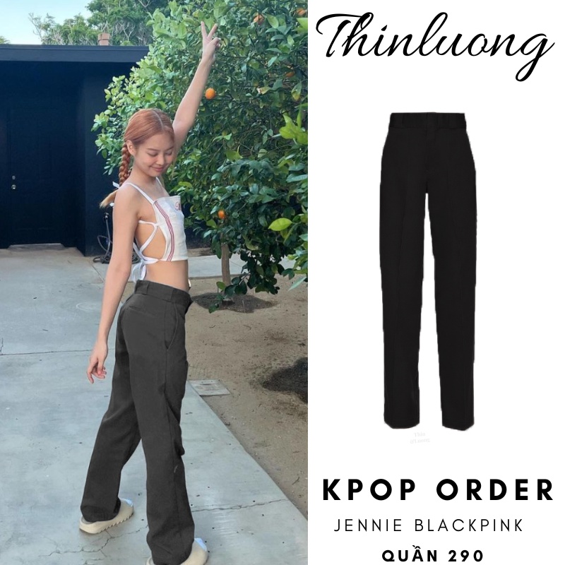 Quần đen dáng baggy suông giống Jennie