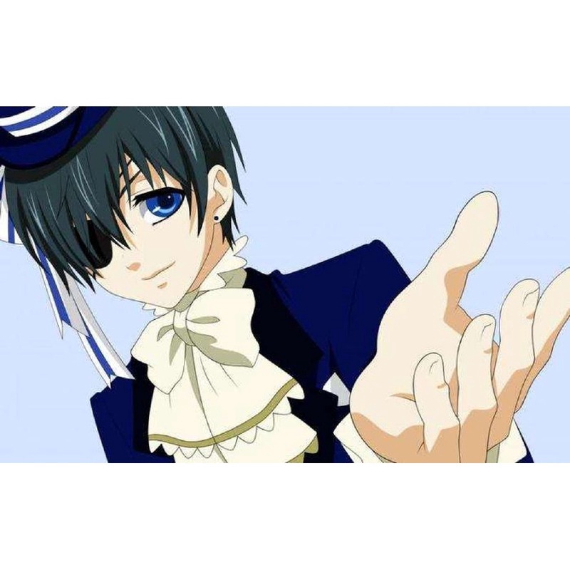 Khuyên Tai Hình Nhân Vật Anime Ciel Phantomhive Đính Đá Sapphire Độc Đáo