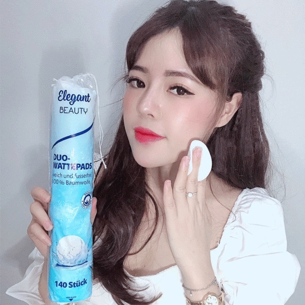Giá Sỉ Bông Tẩy Trang Elegant 140 Miếng Dập Viền Cao Cấp