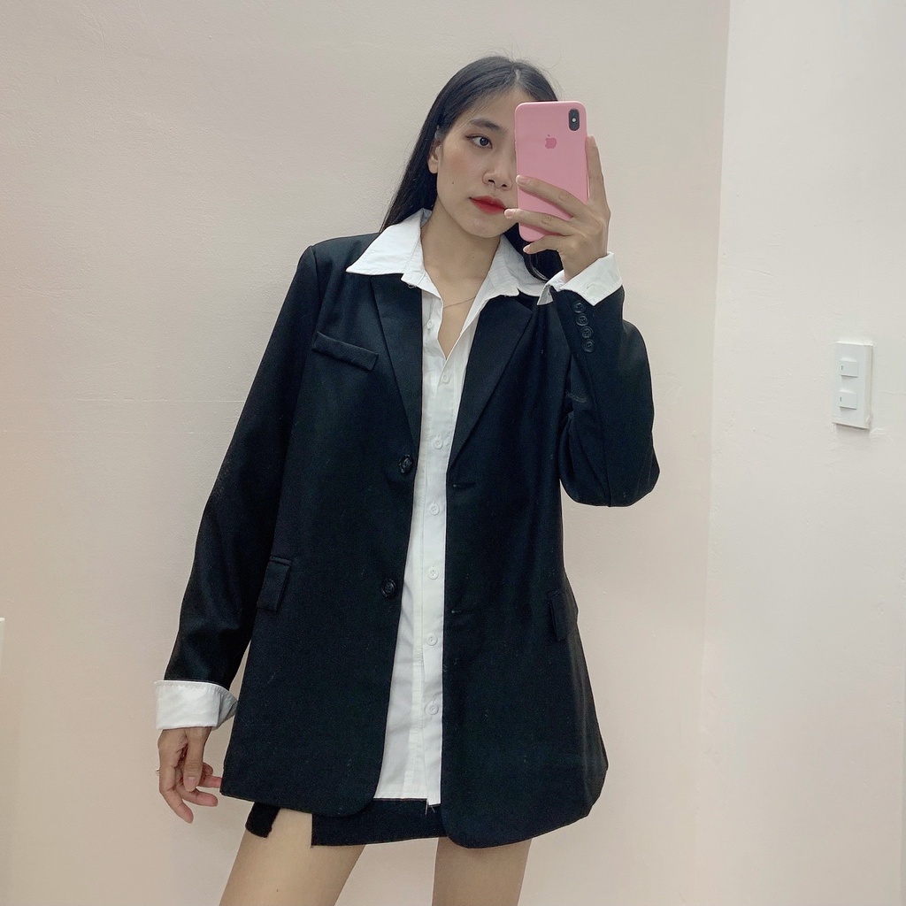 Blazer Trắng kem Oversize – Phong cách Hàn Quốc, hình thật shop TD Design chụp | BigBuy360 - bigbuy360.vn