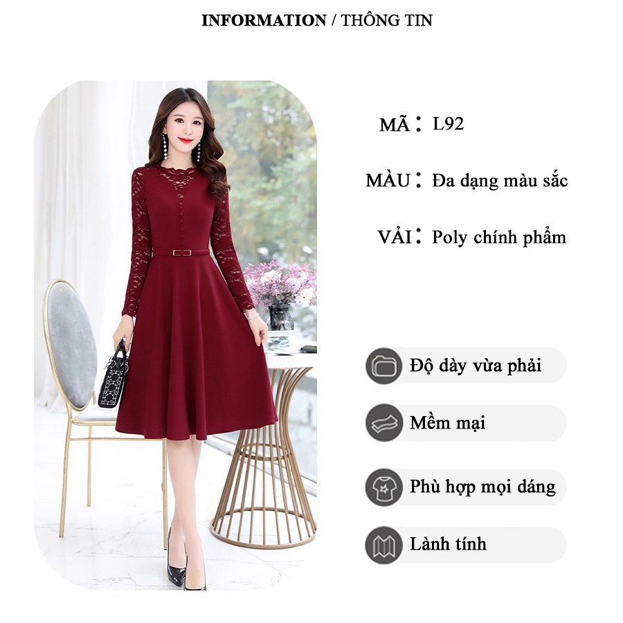 Đầm trung niên sang trong bigsize cho mẹ cao cấp dự tiệc thiết kế dáng suông đẹp L92 - WB WOMAN & BEAUTY