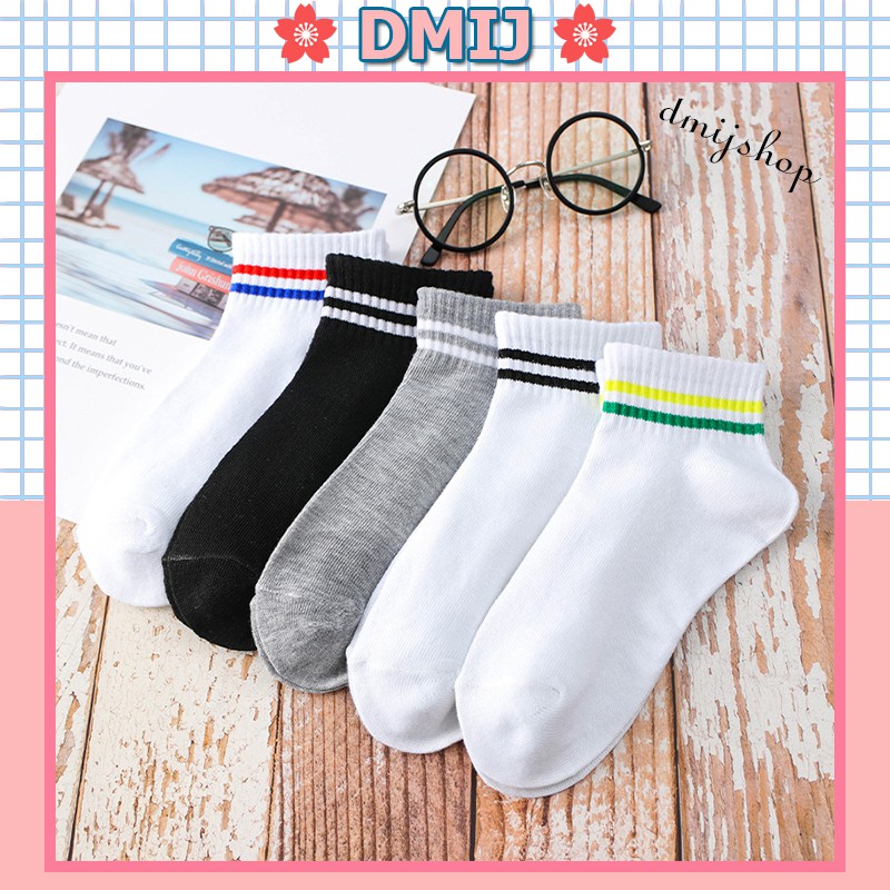 Set 5 đôi tất nữ cổ thấp nhiều màu họa tiết cổ 2 gạch T32