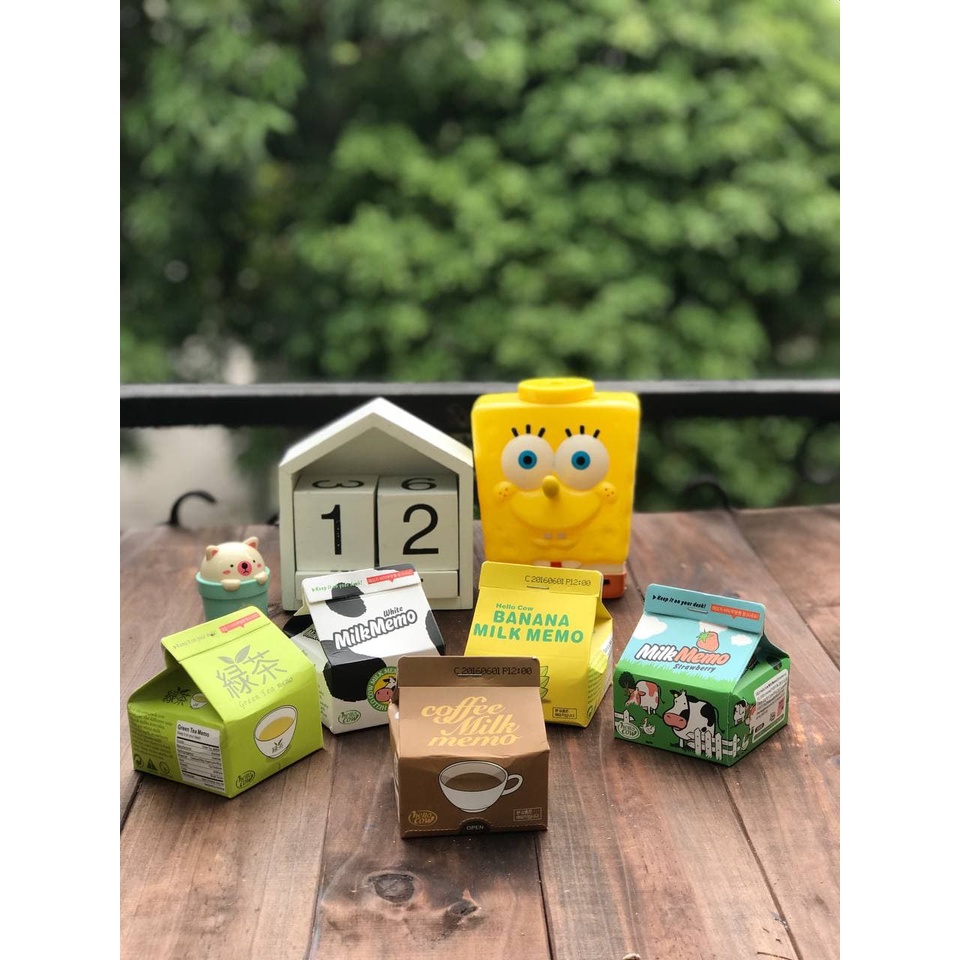 Giấy ghi chú hình hộp sữa dạng rút Milk Memo 300 tờ không keo