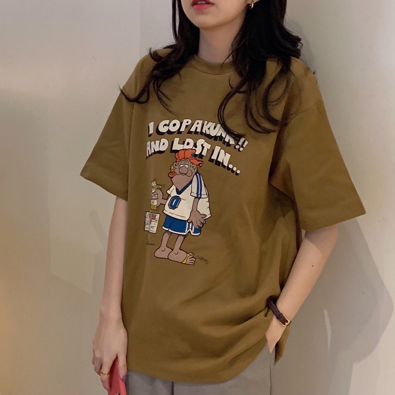 SUXI Áo thun tay ngắn in họa tiết đáng yêu phong cách Hàn Quốc trẻ trung cho nữ