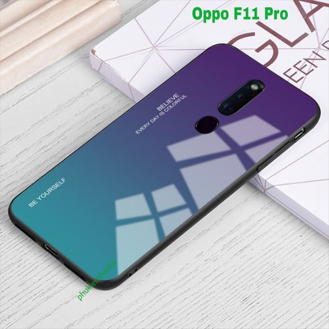 Ốp lưng Oppo F11 Pro FREESHIP Từ 50k mặt lưng kính đa sắc thời trang cao cấpb