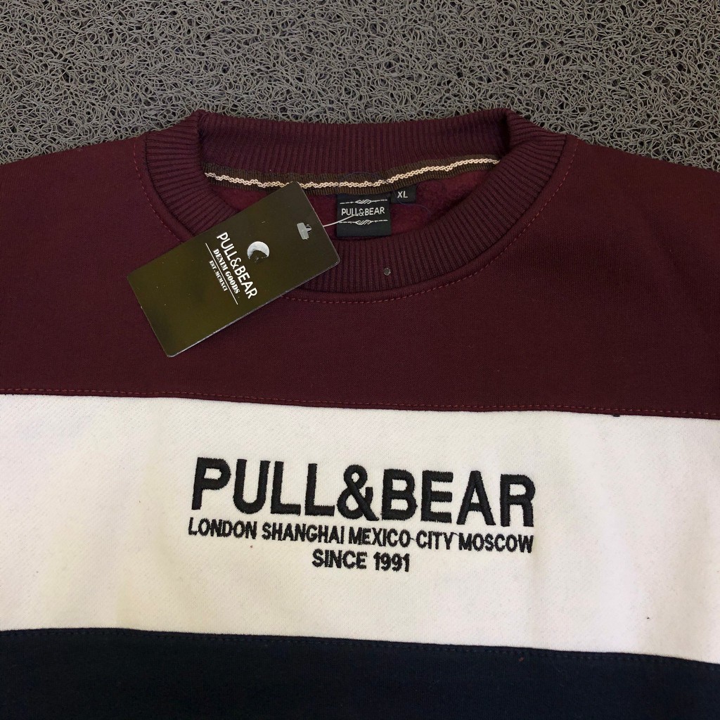 Áo khoác SWEATER CREWNECK PULL AND BEAR SUMMER 2020 MAROON AND màu xanh da trời