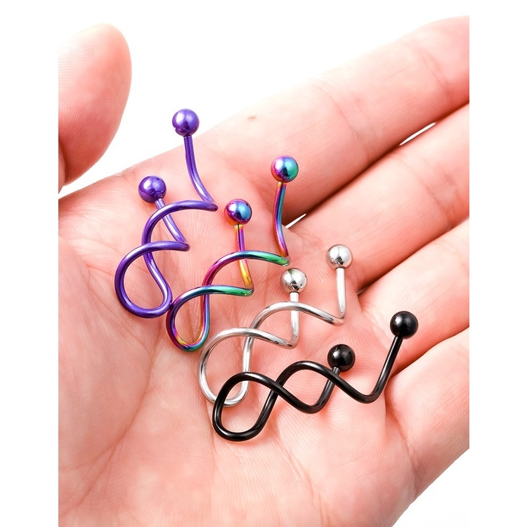 Bộ 4 Bông Tai Hình Trái Tim Bằng Thép Không Gỉ 14g