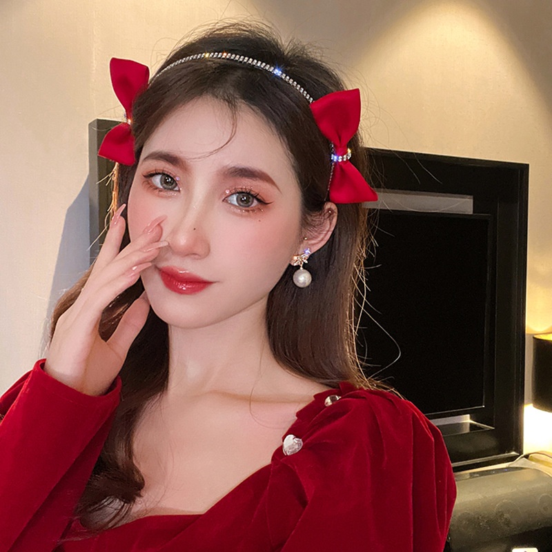 Băng Đô Cài Tóc Đính Đá Đen Phong Cách Hàn Quốc