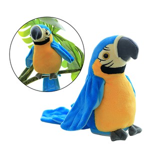 Plush Parrot Toy Stuffed Bird Doll Record Repeat Speaking
