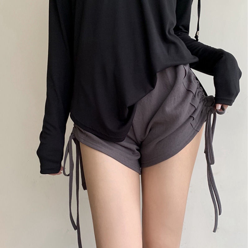 IELGY Bộ Áo Thun Tay Dài Có Mũ Trùm + Quần Short Mỏng Thời Trang