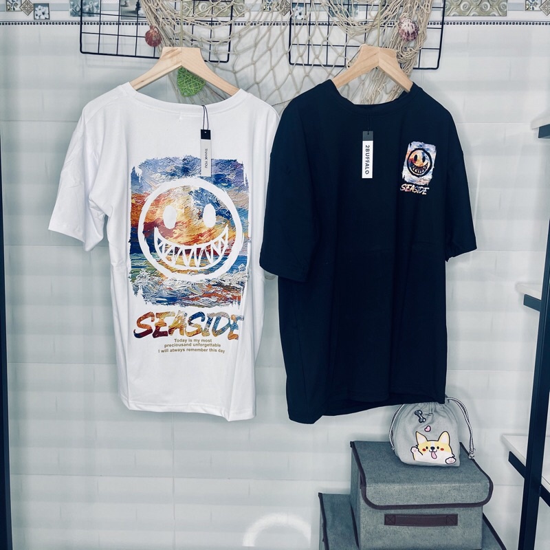 [2Buffalo] Áo thun Unisex, Áo thun nam nữ tay ngắn Seaside co giãn 4 chiều mát mẻ form oversize thích hợp mùa hè | BigBuy360 - bigbuy360.vn