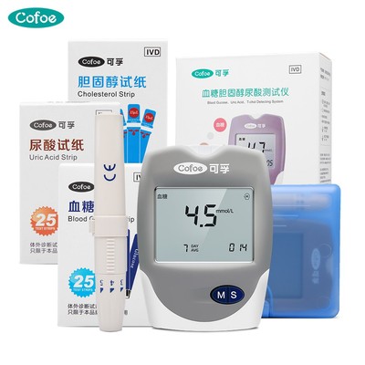 Máy đo Cholesterol & Axit uric & Glucose trong máu Cofoe 3 trong 1 đa năng kèm que thử chuyên dụng