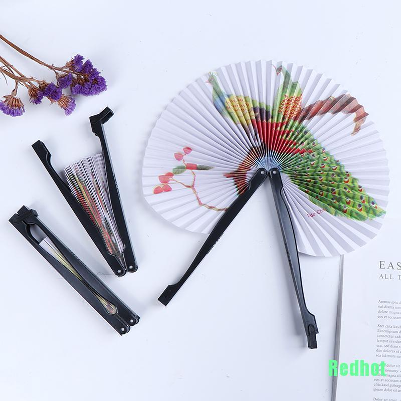 Quạt xếp cầm tay in họa tiết phong cách Trung Hoa