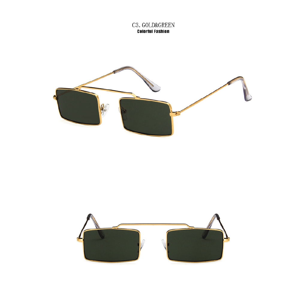 Kính Mát Gọng Kim Loại Hình Chữ Nhật Phong Cách Retro