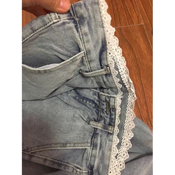 Quần bò Xuông pha Ren Eo